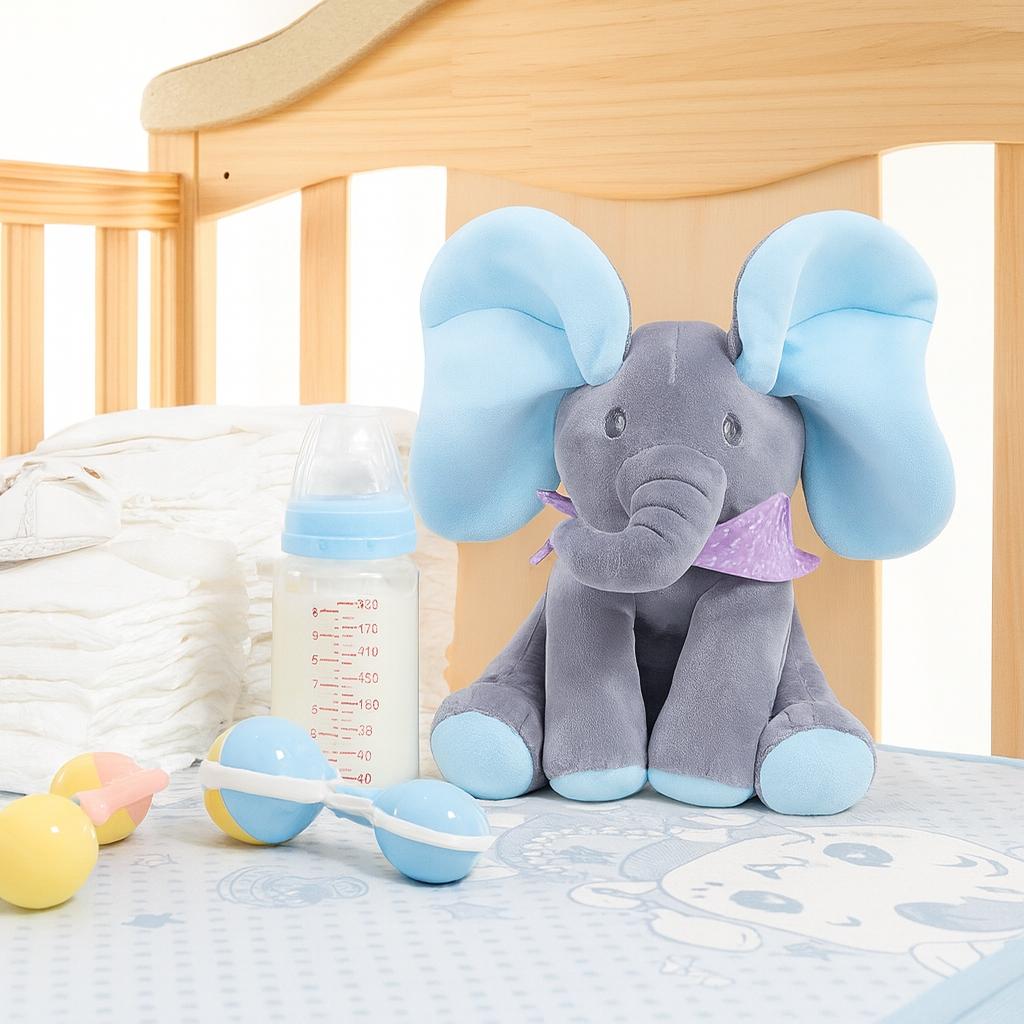 PELUCHE INTERACTIVO ANIMADO MUSICA + JUEGO ELEFANTE BEBE - AZUL - 5