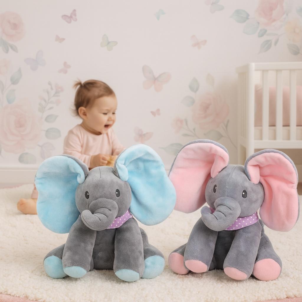 PELUCHE INTERACTIVO ANIMADO MUSICA + JUEGO ELEFANTE BEBE - AZUL - 9