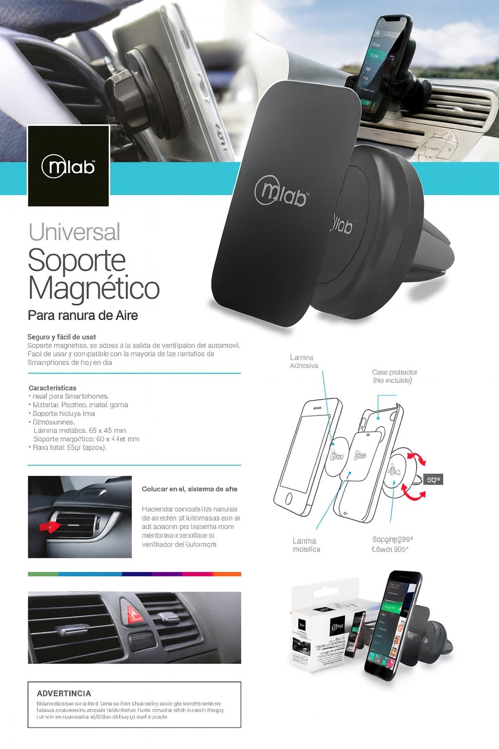 SOPORTE MAGNE TICO UNIVERSAL MLAB PARA CELULAR EN AUTO - 5