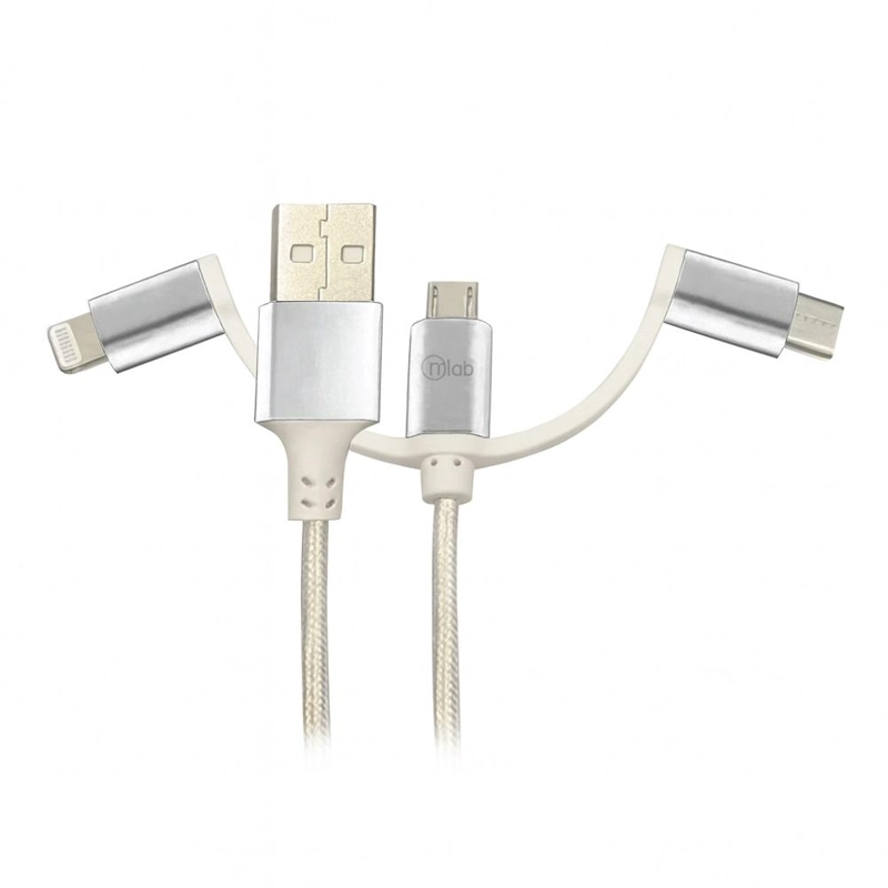 CABLE USB 3 EN 1 MLAB MULTI CONECTOR 1M BLANCO - 1