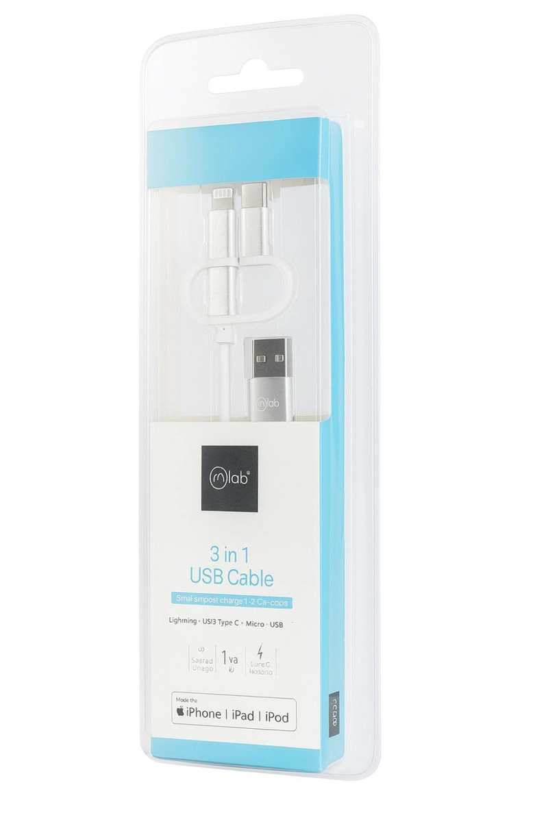 CABLE USB 3 EN 1 MLAB MULTI CONECTOR 1M BLANCO - 2