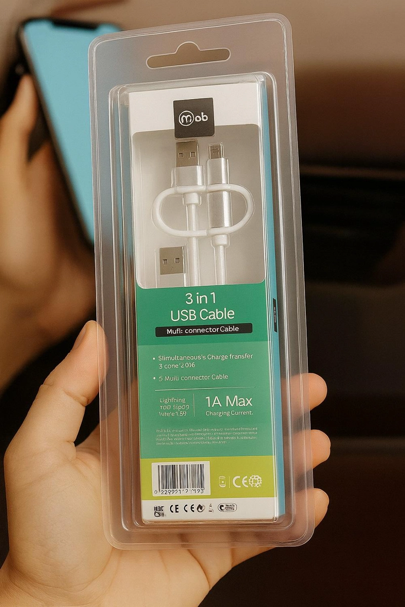 CABLE USB 3 EN 1 MLAB MULTI CONECTOR 1M BLANCO - 4