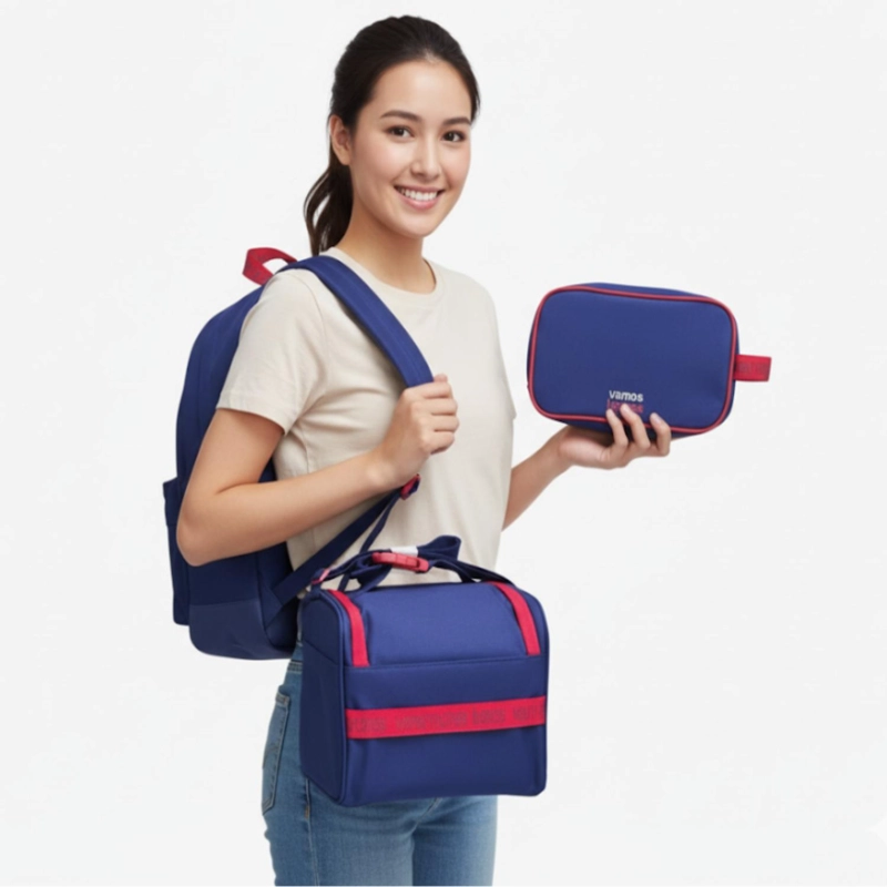 SET ESCOLAR 3 EN 1 AZUL MOCHILA, LONCHERA, ESTUCHE TITANIO - 3