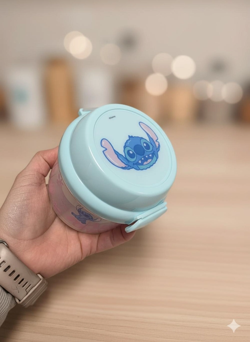 PORTA SNACK DISNEY STITCH INFANTIL AZUL 280ML - 5