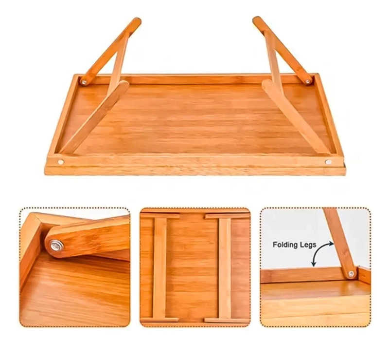 BANDEJA DESAYUNO CAMA PLEGABLE MADERA NATURAL MULTIFUNCIONAL - 2