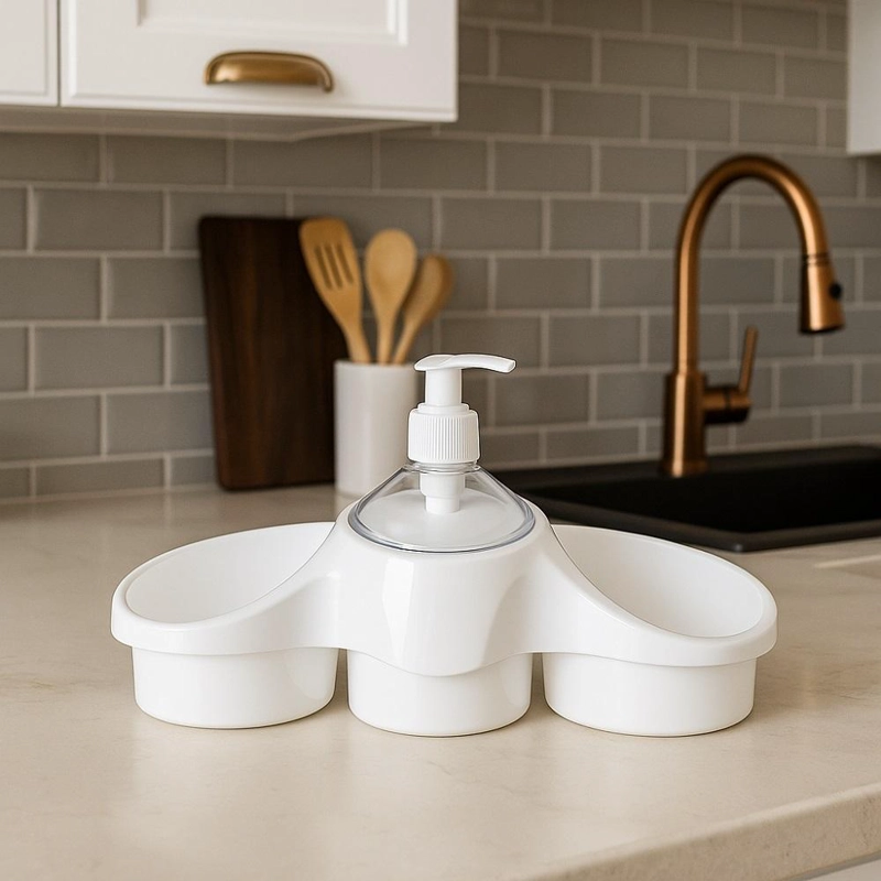 SET DISPENSADOR DE JABON Y ORGANIZADOR TITIZ COCINA - BLANCO - 2
