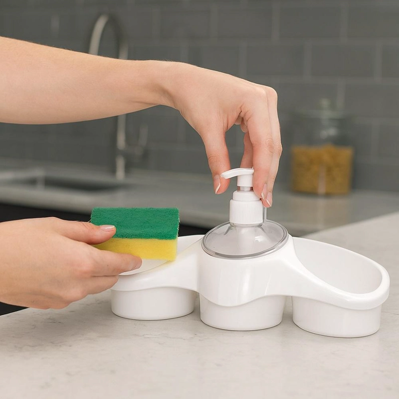 SET DISPENSADOR DE JABON Y ORGANIZADOR TITIZ COCINA - BLANCO - 3