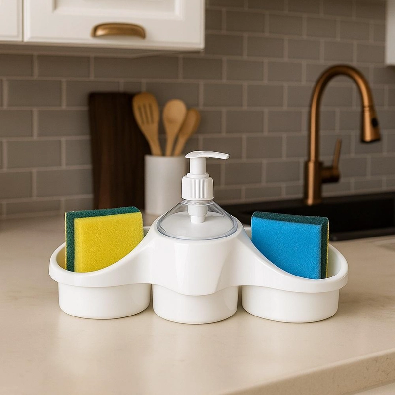 SET DISPENSADOR DE JABON Y ORGANIZADOR TITIZ COCINA - BLANCO - 5