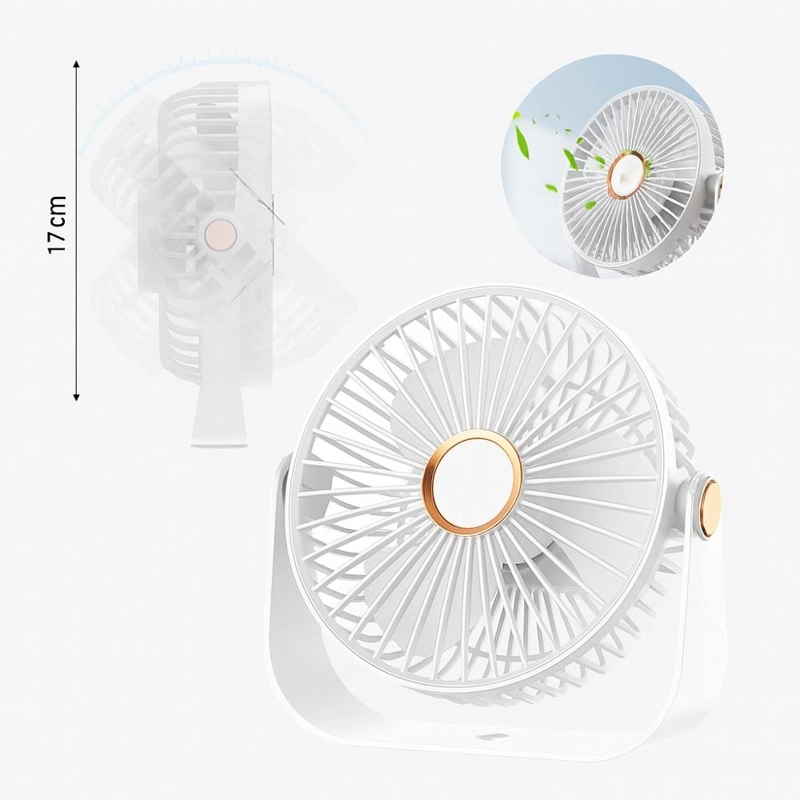 VENTILADOR DE ESCRITORIO PORTATIL USB CON LUZ RECARGABLE 17 CM - 3