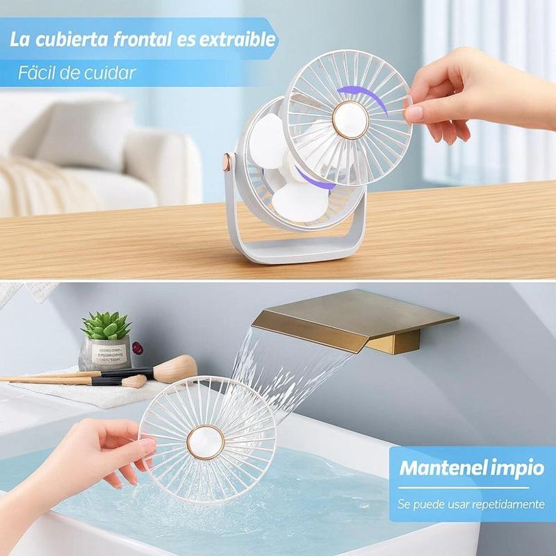 VENTILADOR DE ESCRITORIO PORTATIL USB CON LUZ RECARGABLE 17 CM - 9