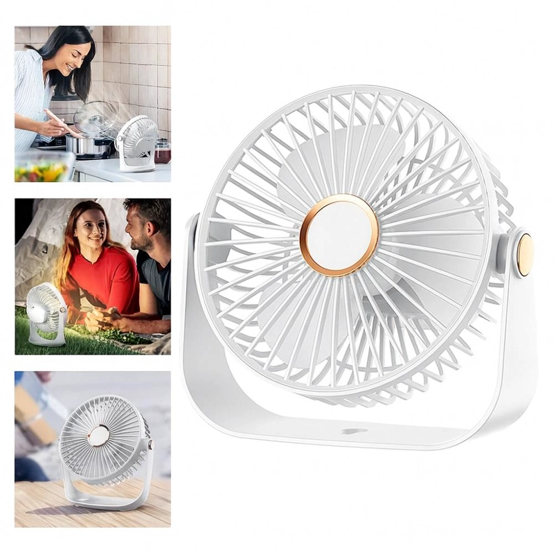 VENTILADOR DE ESCRITORIO PORTATIL USB CON LUZ RECARGABLE 17 CM - 10