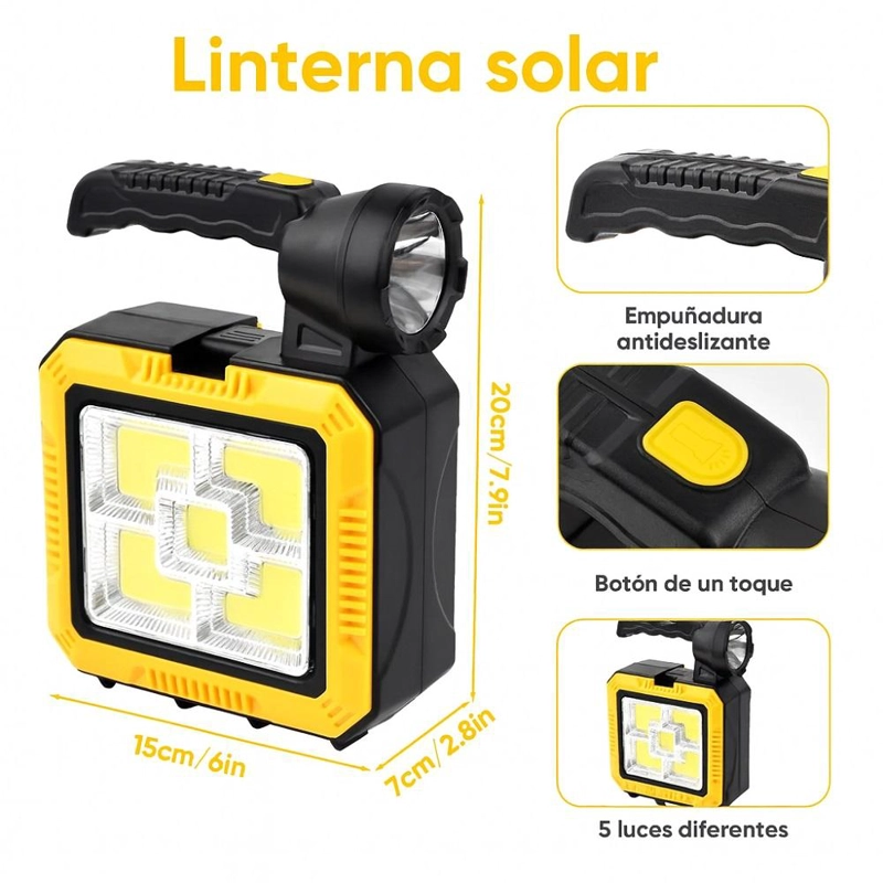 LINTERNA SOLAR LED RECARGABLE DE CAMPING CON HERRAMIENTAS - 7