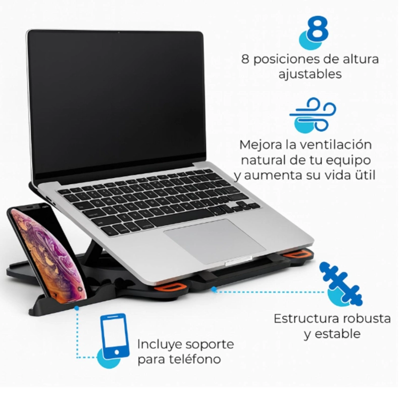 BASE SOPORTE GIRATORIO NOTEBOOK Y CELULAR HASTA 17 PULGADAS - 3