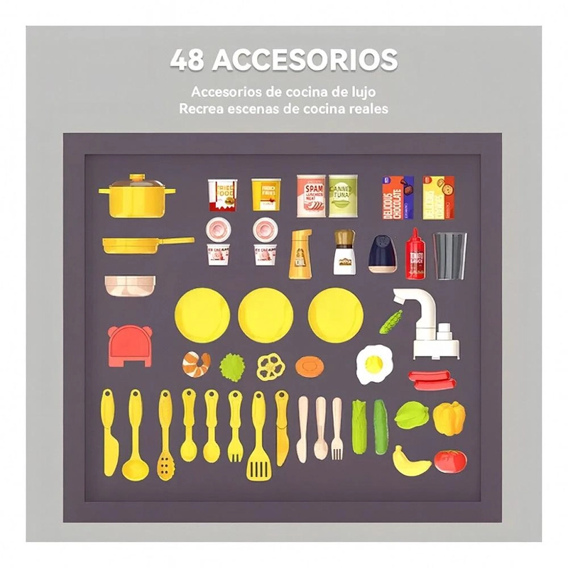 COCINA INFANTIL GRANDE 50PCS CON SPRAY Y SONIDOS - 7