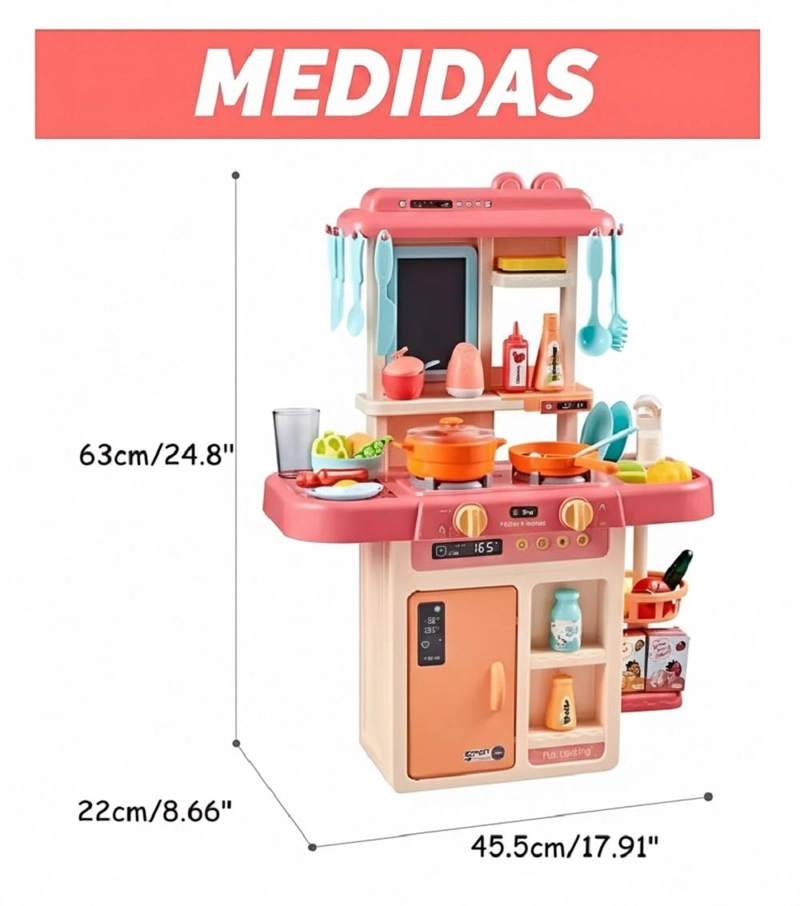 COCINA INFANTIL GRANDE 50PCS CON SPRAY Y SONIDOS - 9
