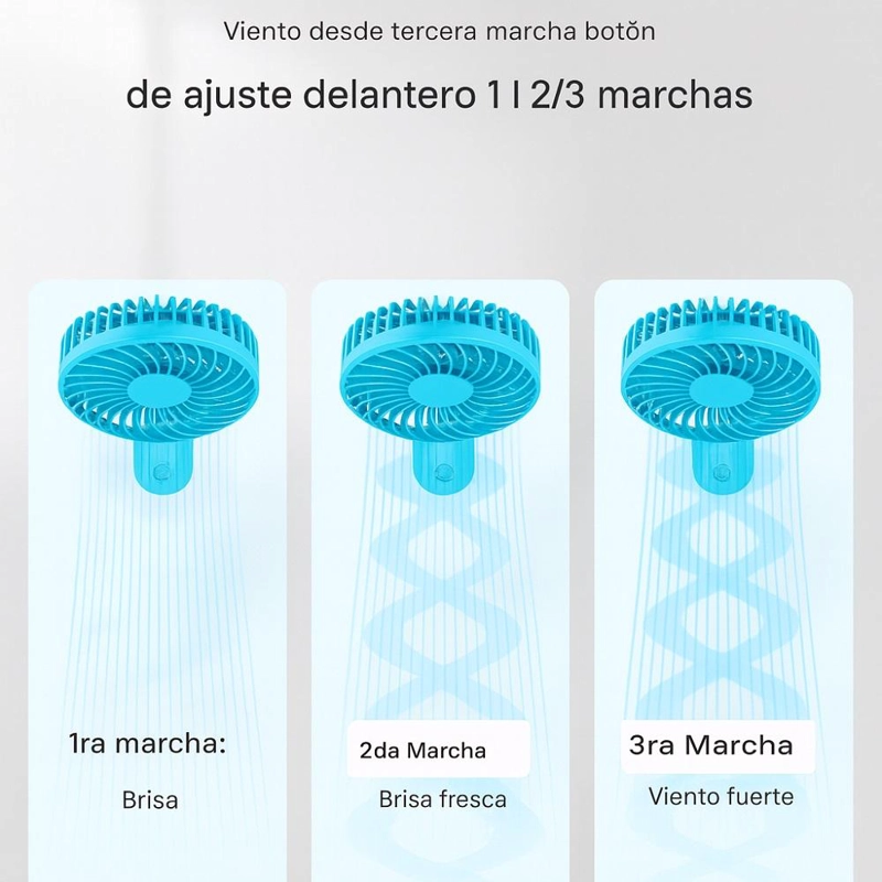 MINI VENTILADOR PORTATIL DE MANO 3 VELOCIDADES RECARGABLE - BLANCO - 7
