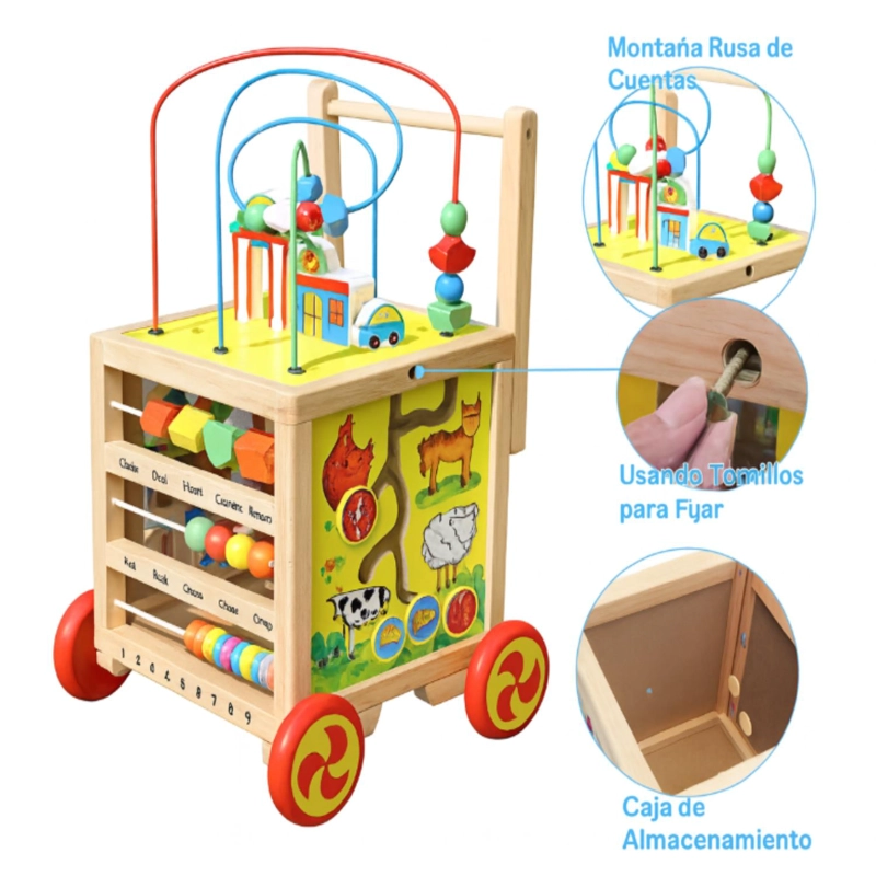 ANDADOR EDUCATIVO DE MADERA CON ACTIVIDADES PARA BEBE S - 5