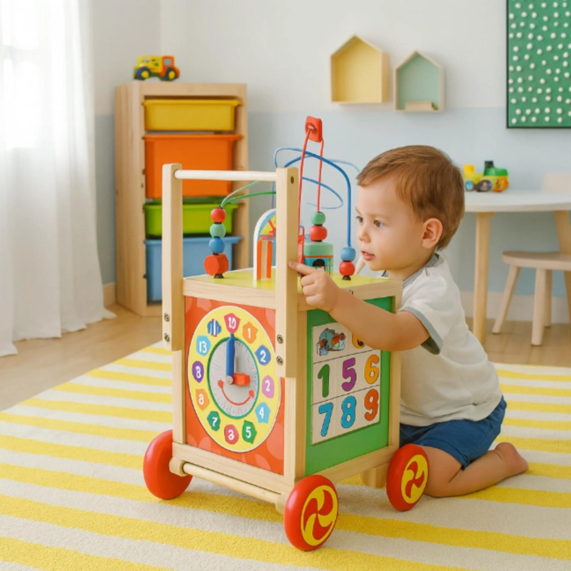 ANDADOR EDUCATIVO DE MADERA CON ACTIVIDADES PARA BEBE S - 8
