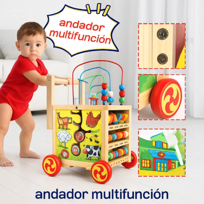 ANDADOR EDUCATIVO DE MADERA CON ACTIVIDADES PARA BEBE S - 9