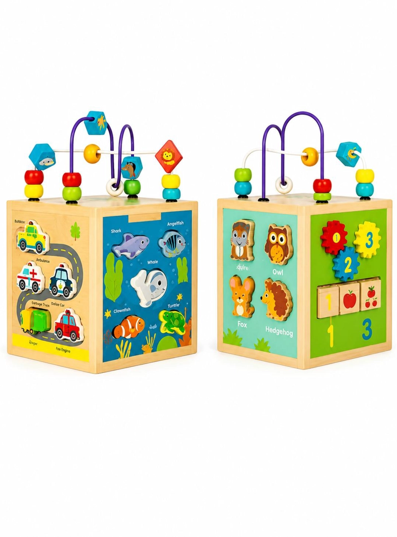 CUBO INTERACTIVO MONTESSORI 7 EN 1 CON FIGURAS Y LABERINTO - 2