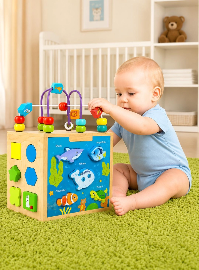 CUBO INTERACTIVO MONTESSORI 7 EN 1 CON FIGURAS Y LABERINTO - 5