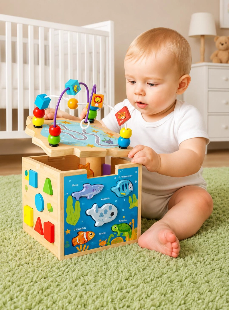 CUBO INTERACTIVO MONTESSORI 7 EN 1 CON FIGURAS Y LABERINTO - 7
