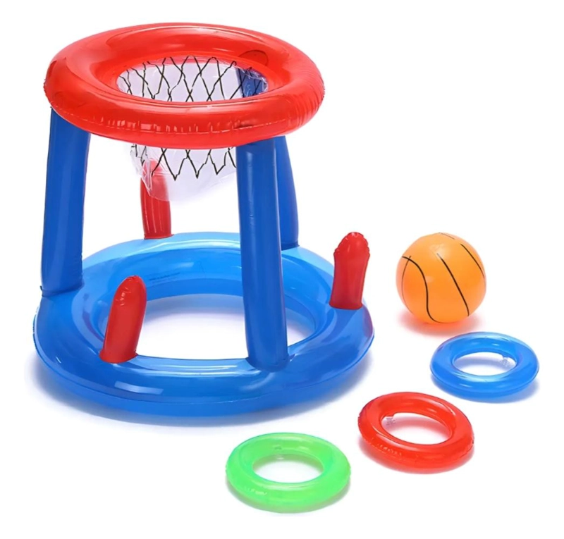 JUEGO INFLABLE INFANTIL  CANASTA BALONCESTO Y AROS  PISCINA - 1