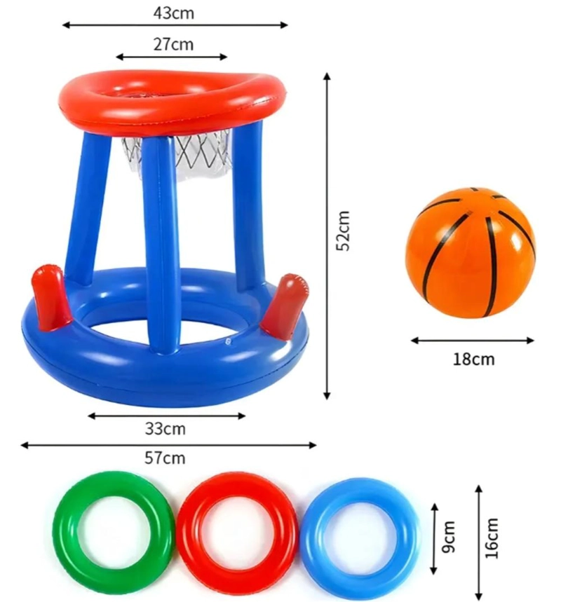 JUEGO INFLABLE INFANTIL  CANASTA BALONCESTO Y AROS  PISCINA - 7
