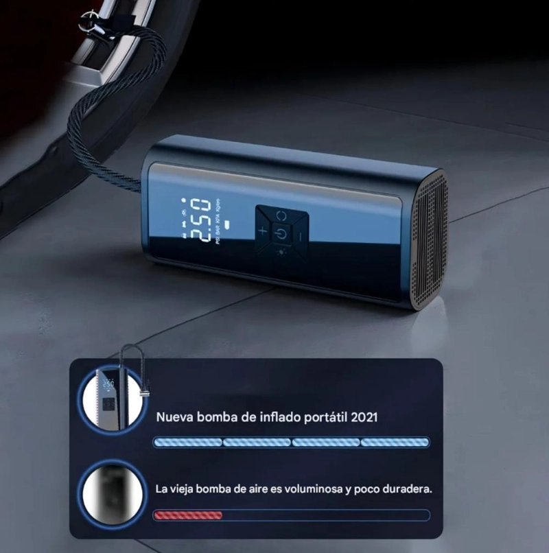 COMPRESOR DE AIRE PORTATIL  INFLADOR DE NEUMATICOS DIGITAL - 3
