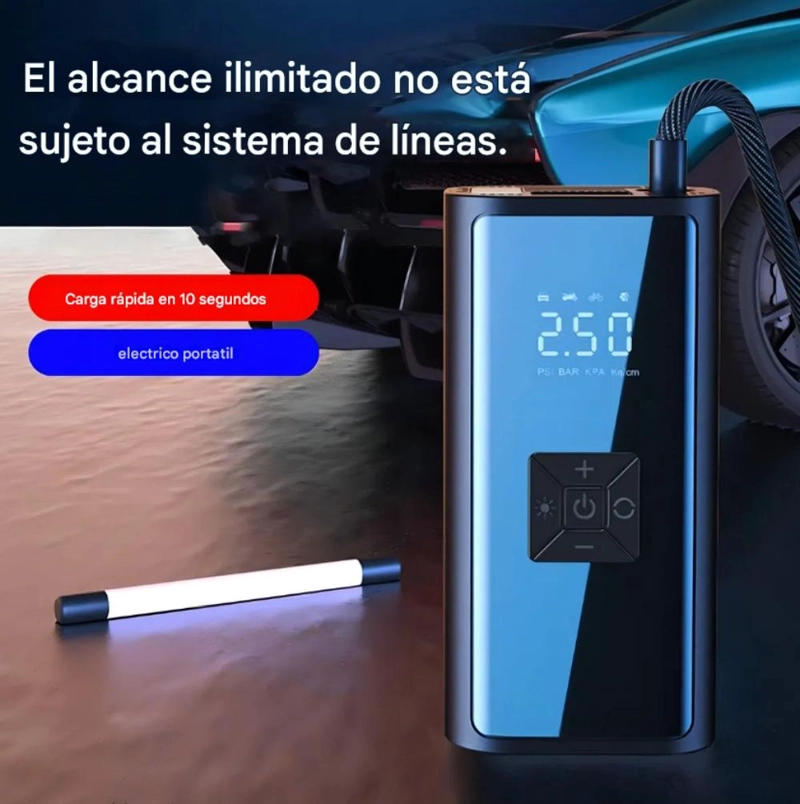 COMPRESOR DE AIRE PORTATIL  INFLADOR DE NEUMATICOS DIGITAL - 4