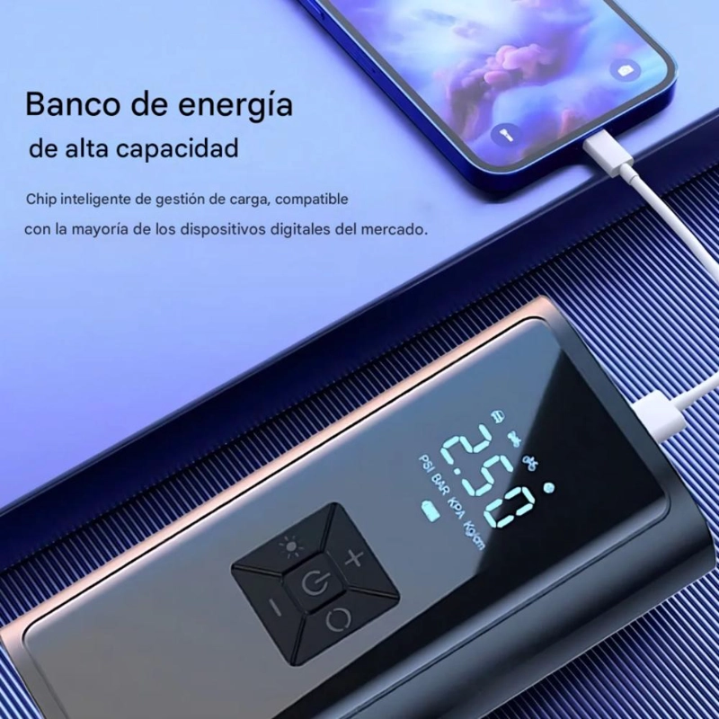 COMPRESOR DE AIRE PORTATIL  INFLADOR DE NEUMATICOS DIGITAL - 6