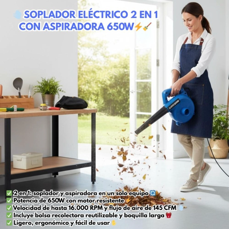 SOPLADOR Y ASPIRADORA ELE CTRICA  650W 2 EN 1 PROFESIONAL - 6