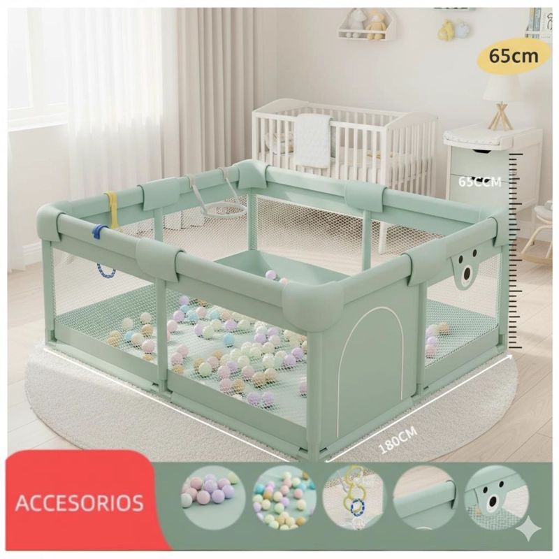 CORRAL DE JUEGOS INFANTIL  CON ACCESORIOS DE JUEGO  150X180 - GRIS - TAMAÑO UNICO - 2