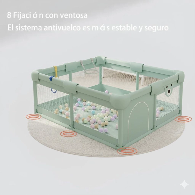 CORRAL DE JUEGOS INFANTIL  CON ACCESORIOS DE JUEGO  150X180 - GRIS - TAMAÑO UNICO - 3
