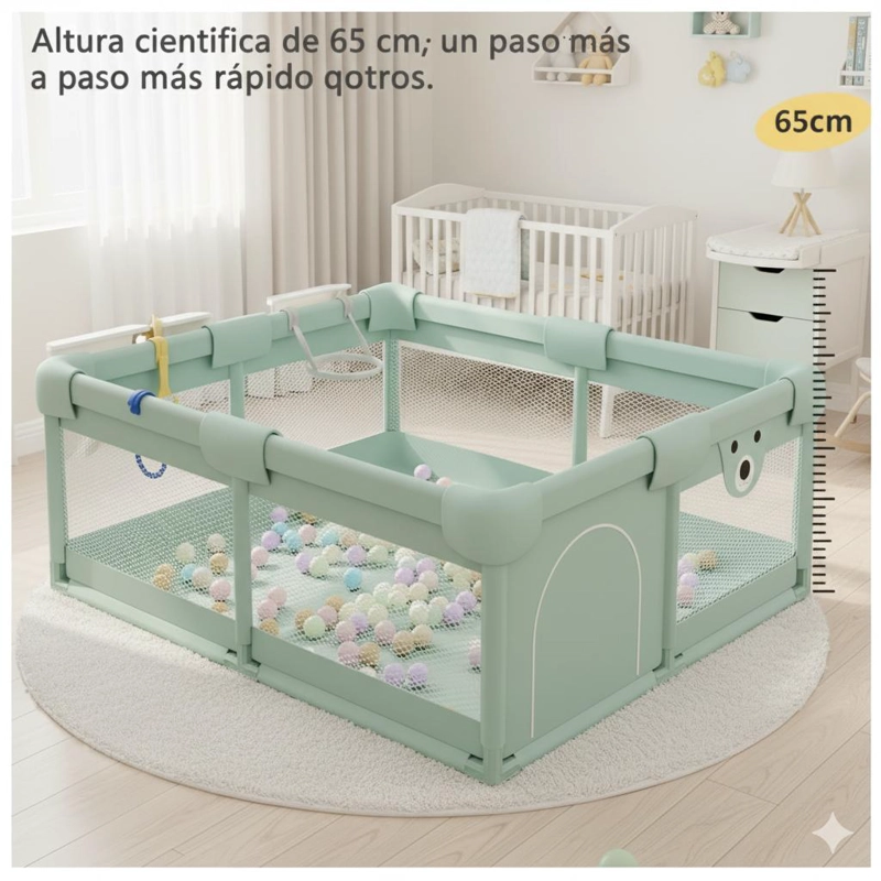 CORRAL DE JUEGOS INFANTIL  CON ACCESORIOS DE JUEGO  150X180 - GRIS - TAMAÑO UNICO - 5