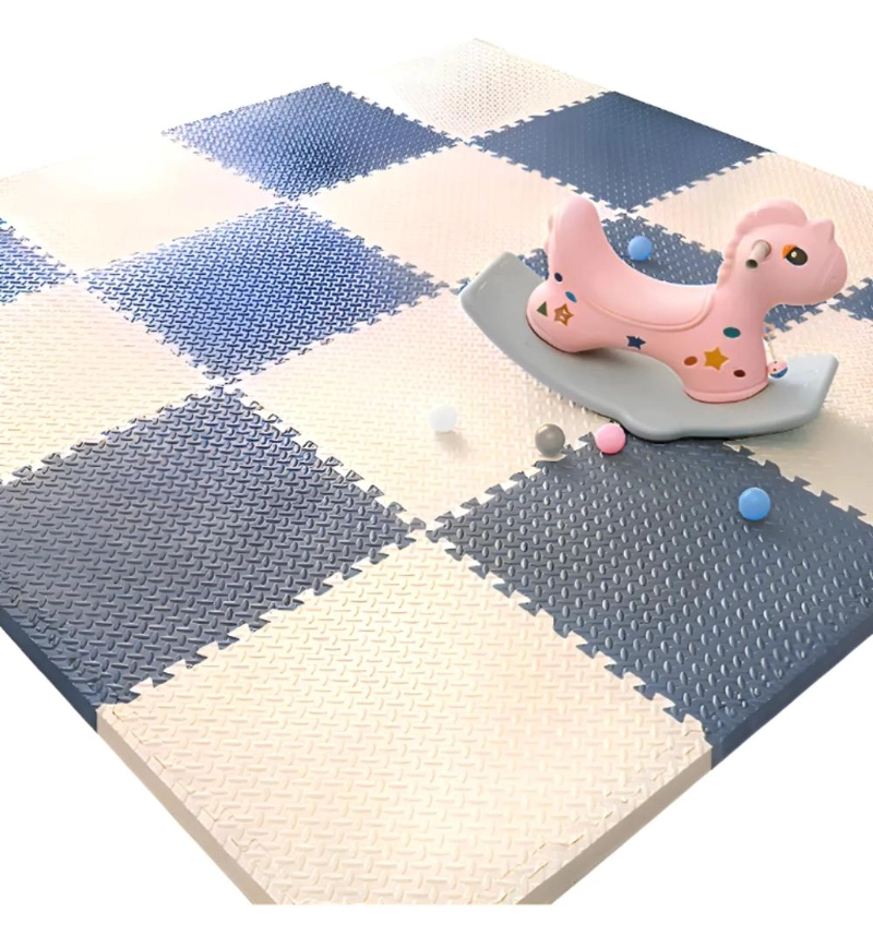 ALFOMBRA DE JUEGOS INFANTIL EVA 8 PZAS 10MM 60X60 ANTIGOLPES - AZUL - 1