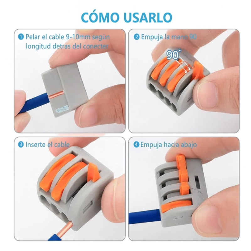 CONECTORES TIPO WAGO 3 ENTRADAS – PACK 100 UNIDADES - 4
