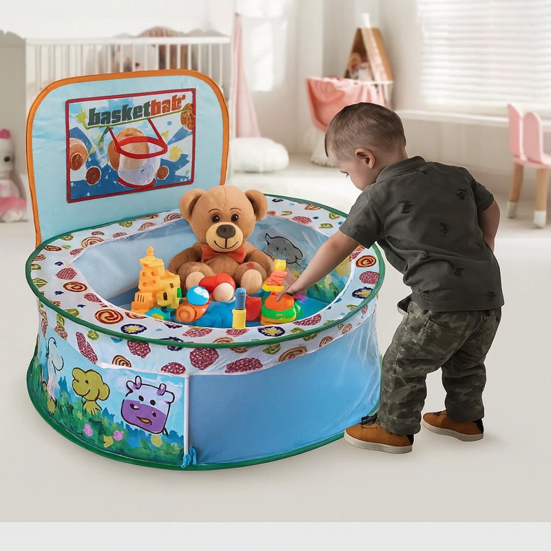 PISCINA DE JUEGOS INFANTIL PLEGABLE CON CANASTA BASKETBALL - 2