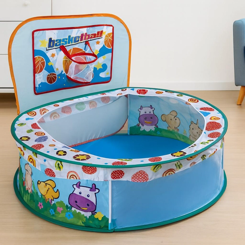 PISCINA DE JUEGOS INFANTIL PLEGABLE CON CANASTA BASKETBALL - 3