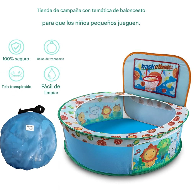 PISCINA DE JUEGOS INFANTIL PLEGABLE CON CANASTA BASKETBALL - 7