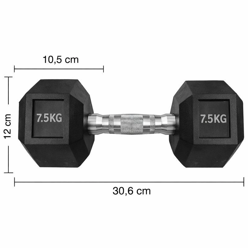 PAR DE MANCUERNA PROFESIONAL HEXAGONAL 7.5 KG  USO FITNESS - 3