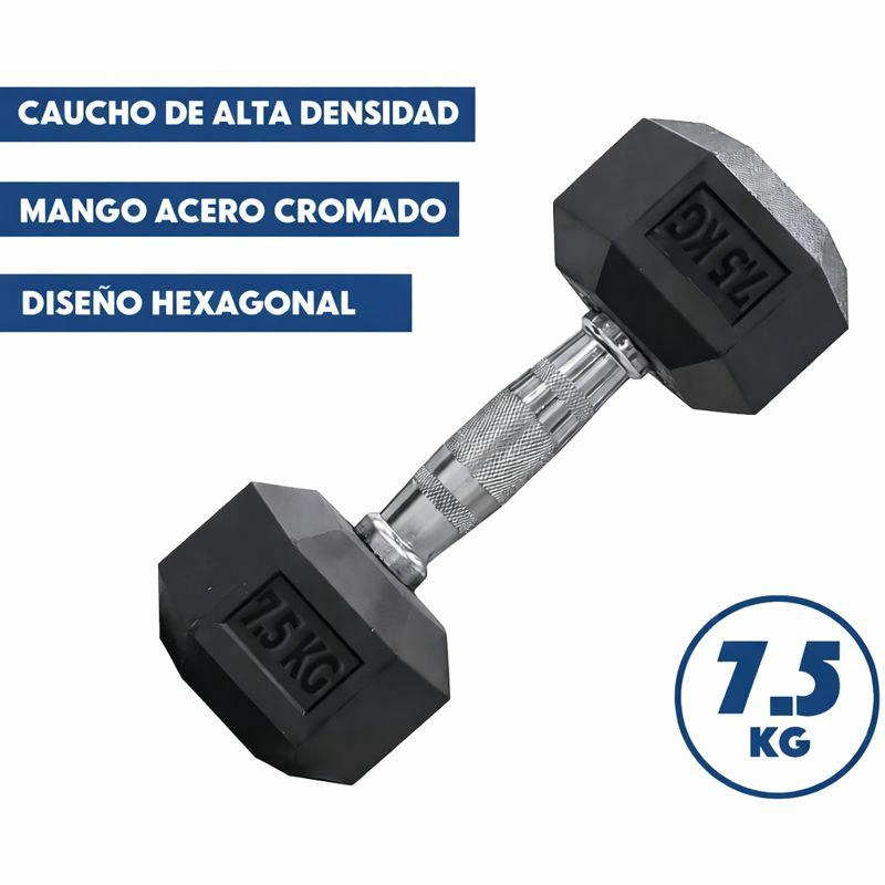 MANCUERNA PROFESIONAL HEXAGONAL 7,5KG FITNESS  ALTA DENSIDAD - 3