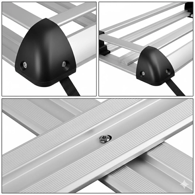 PARRILLA PORTA EQUIPAJE AUTO 140X90 BARRAS METALICAS - GRIS - 4