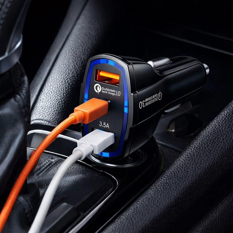 CARGADOR RAPIDO AUTO DOBLE USB + TIPO C QC 3.0 - 7