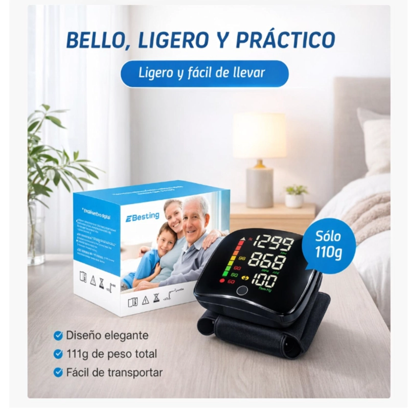 TENSIOMETRO DIGITAL MUÑECA USB RECARGABLE CON VOZ - 9
