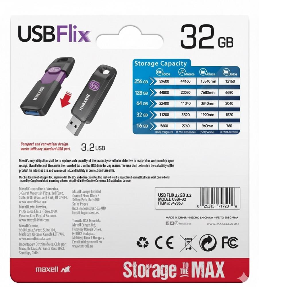 PENDRIVE MAXELL FLIX 32GB USB 3.2 ALTA VELOCIDAD - 6