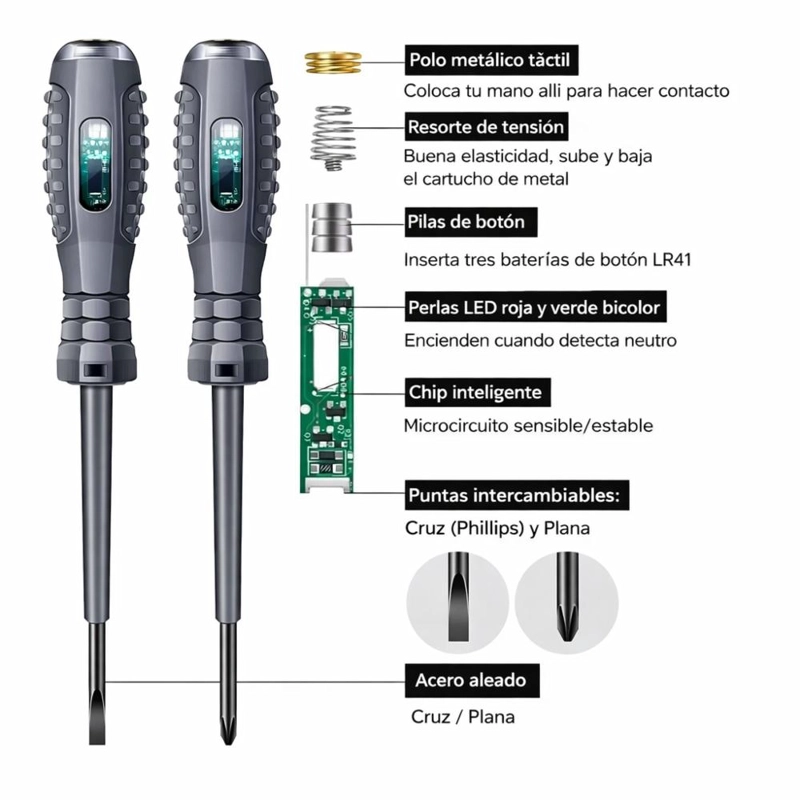 PROBADOR DE CORRIENTE TESTER PANTA MAGNETICA X2 - 8