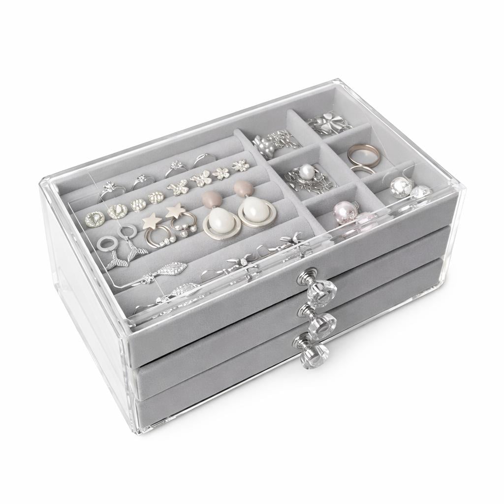 ORGANIZADOR DE JOYAS ELEGANTE 2 PISOS ACRILICO CAJA JOYERO - 1