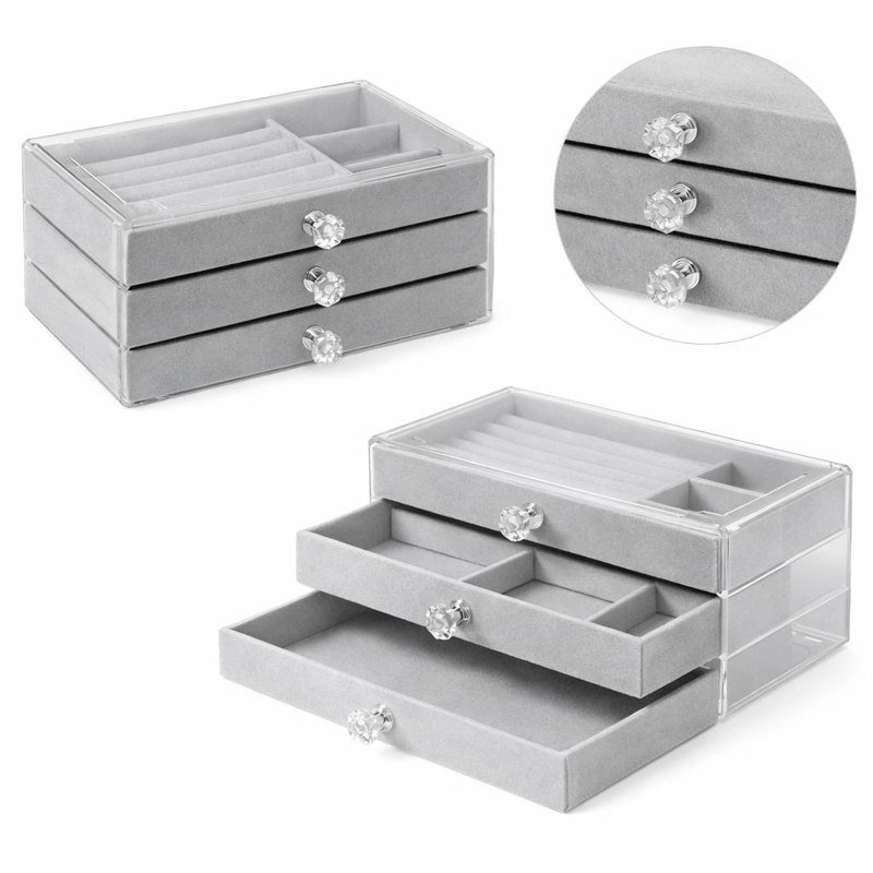 ORGANIZADOR DE JOYAS ELEGANTE 2 PISOS ACRILICO CAJA JOYERO - 2