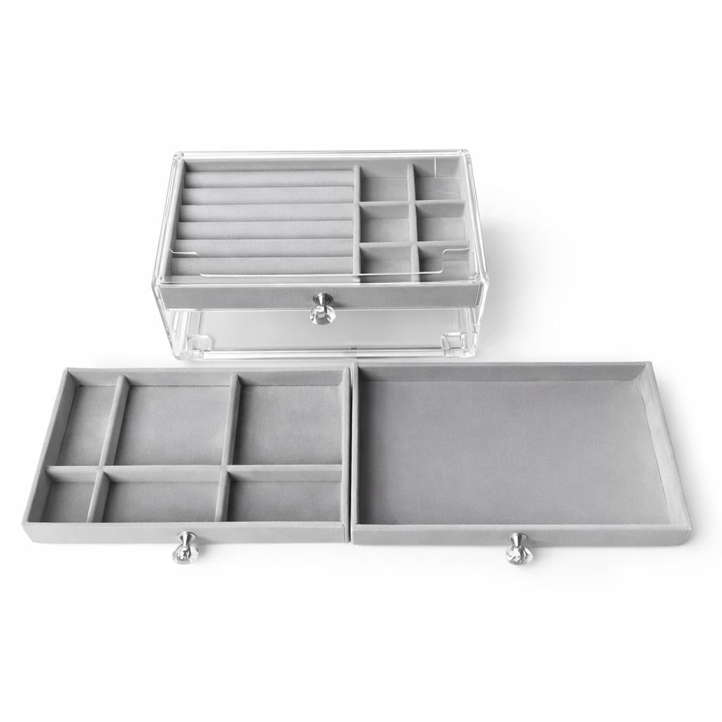 ORGANIZADOR DE JOYAS ELEGANTE 2 PISOS ACRILICO CAJA JOYERO - 4